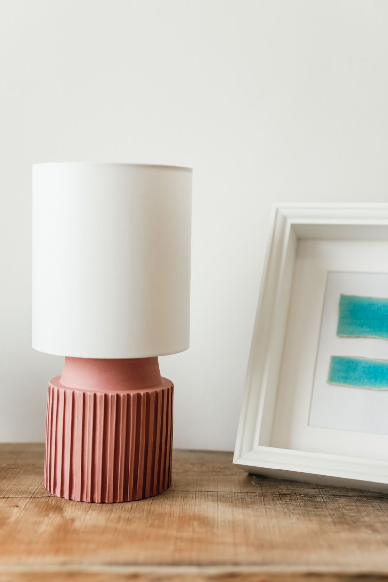 Chic pink with white shade table lamp